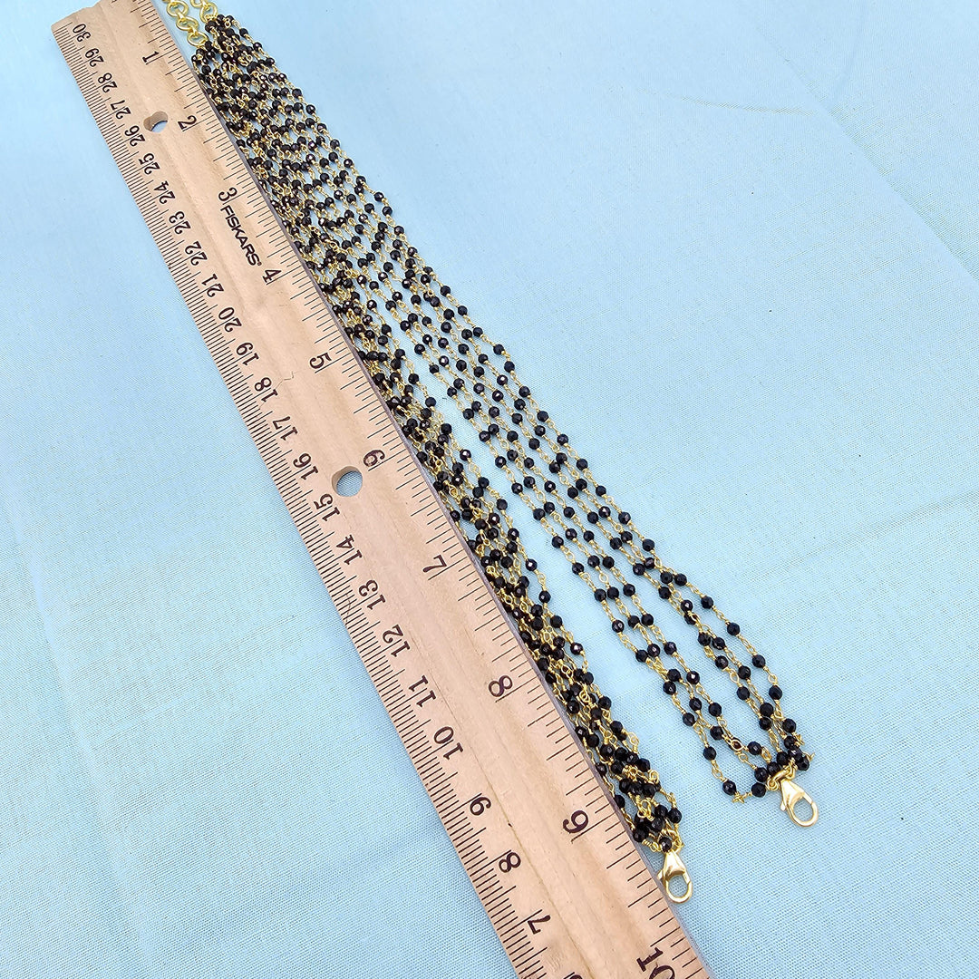 20" 6L Silver Black beads
