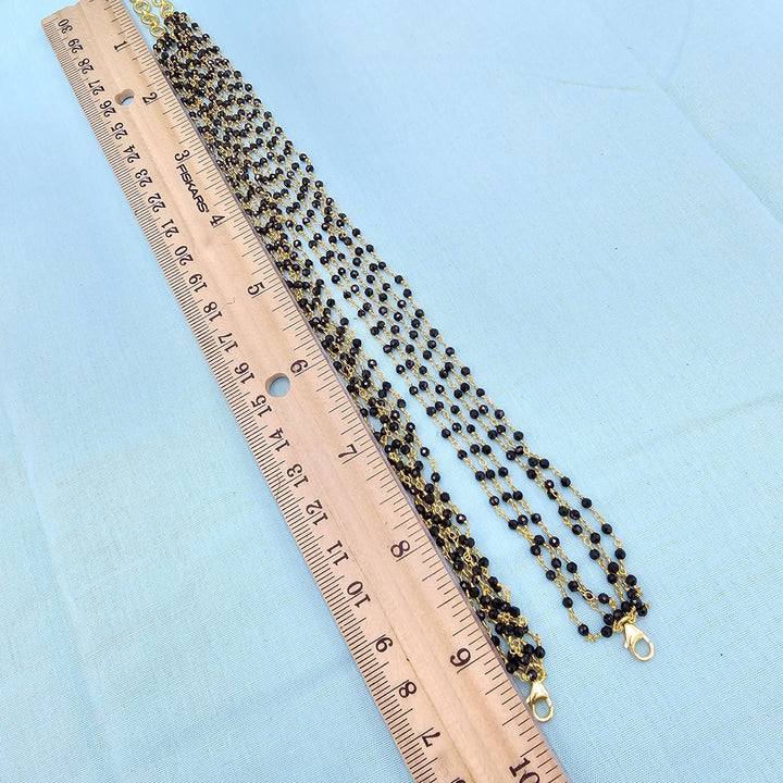 20" 6L Silver Black beads