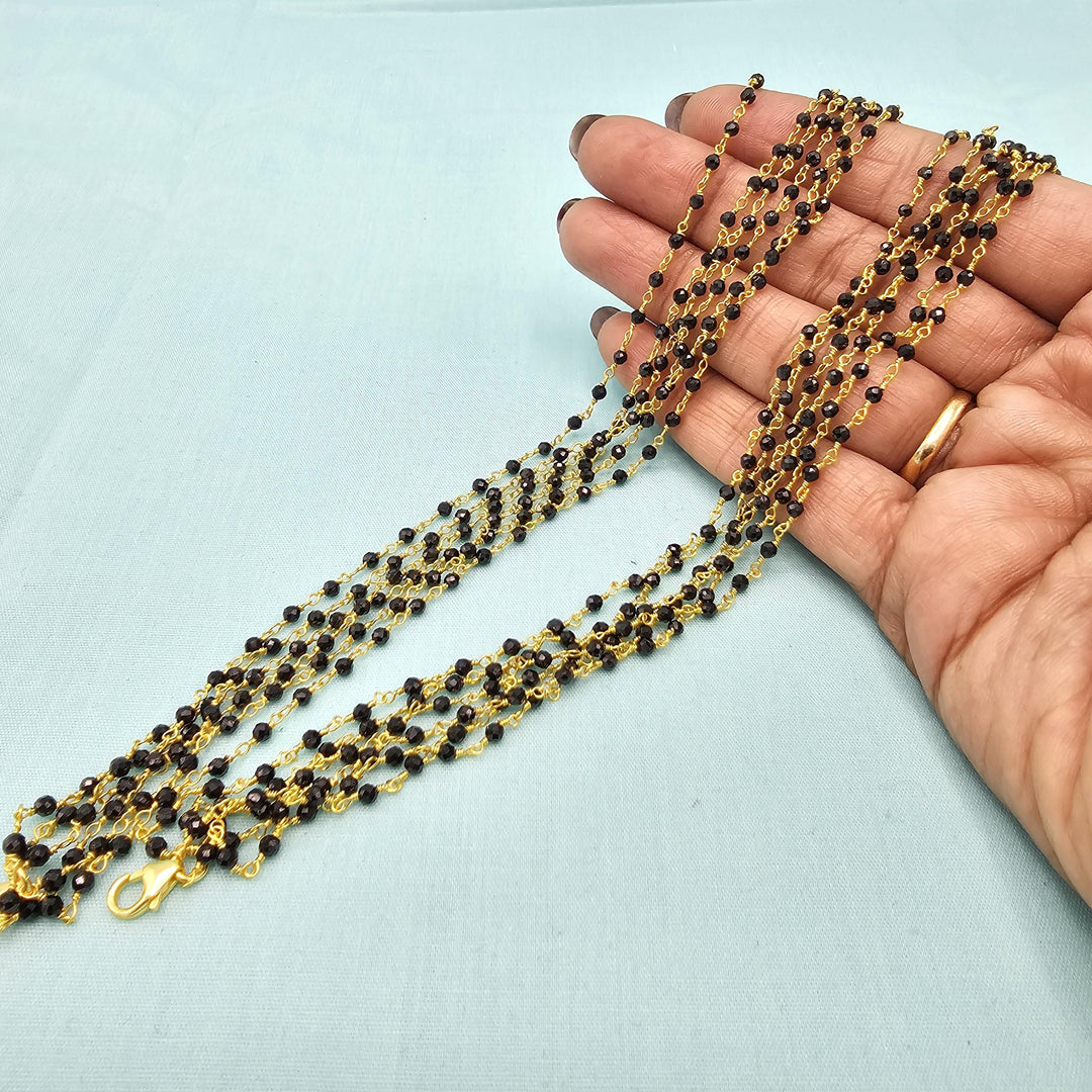20" 6L Silver Black beads
