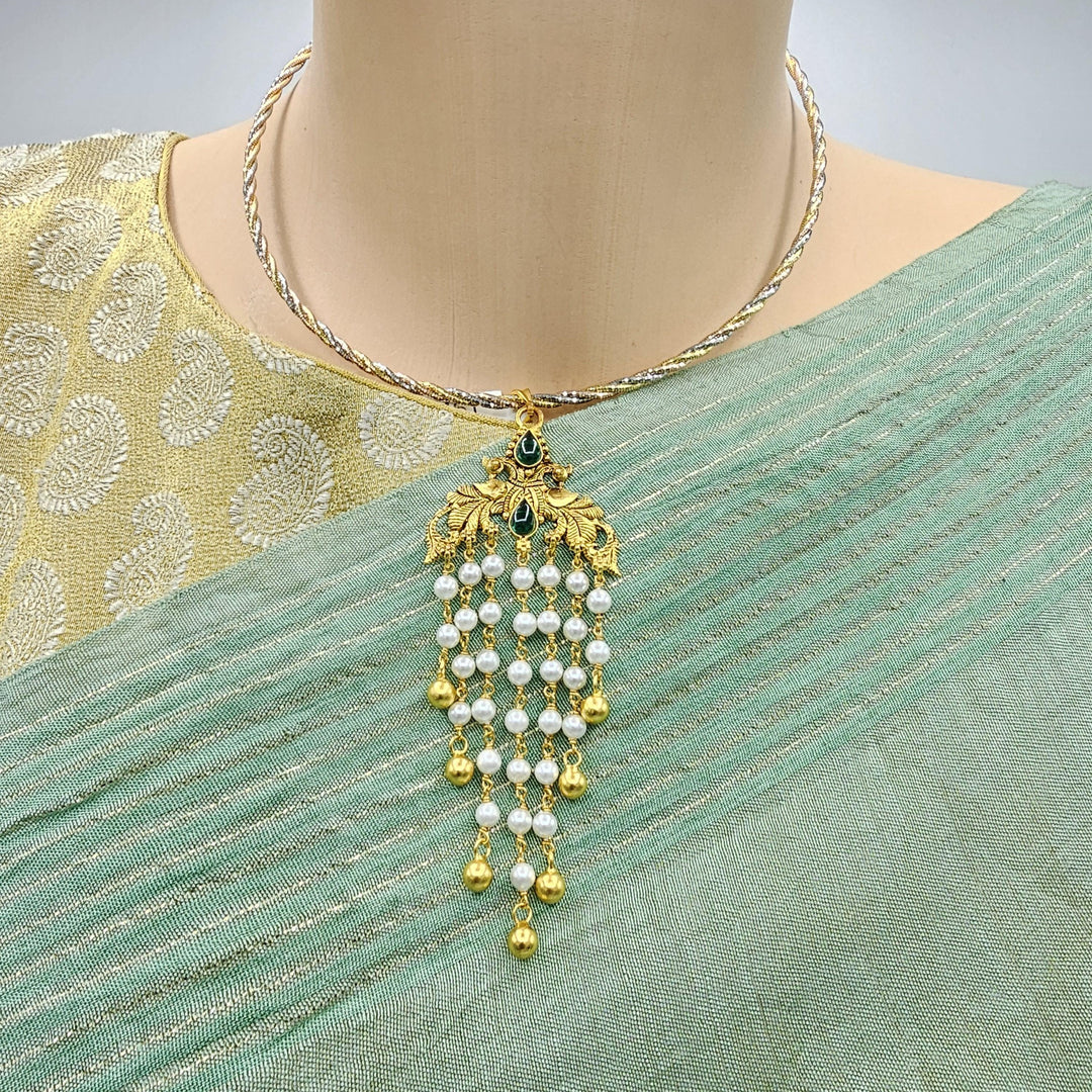gREEN silver pearl pendant