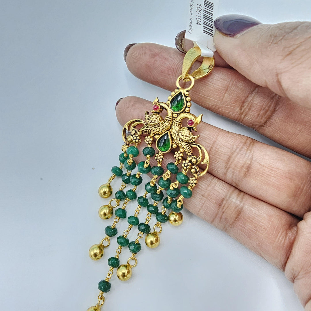 siLVER green pendant set