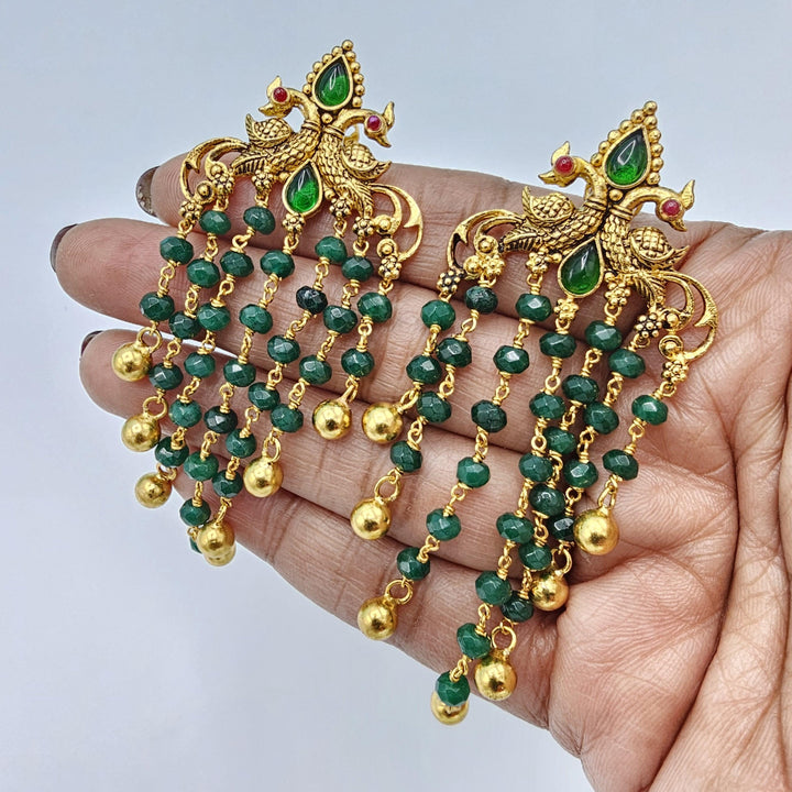 siLVER green pendant set