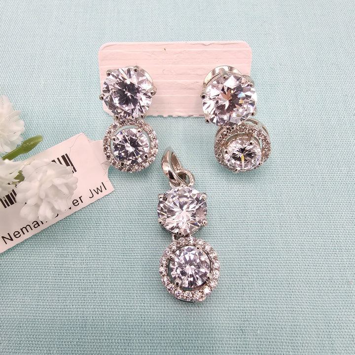 rhodium silver Pendant set