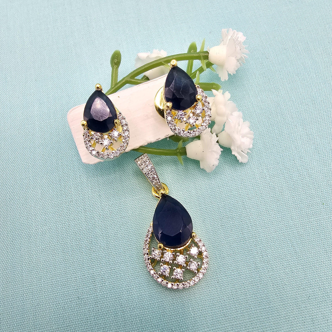 cz silver sapphire pendant