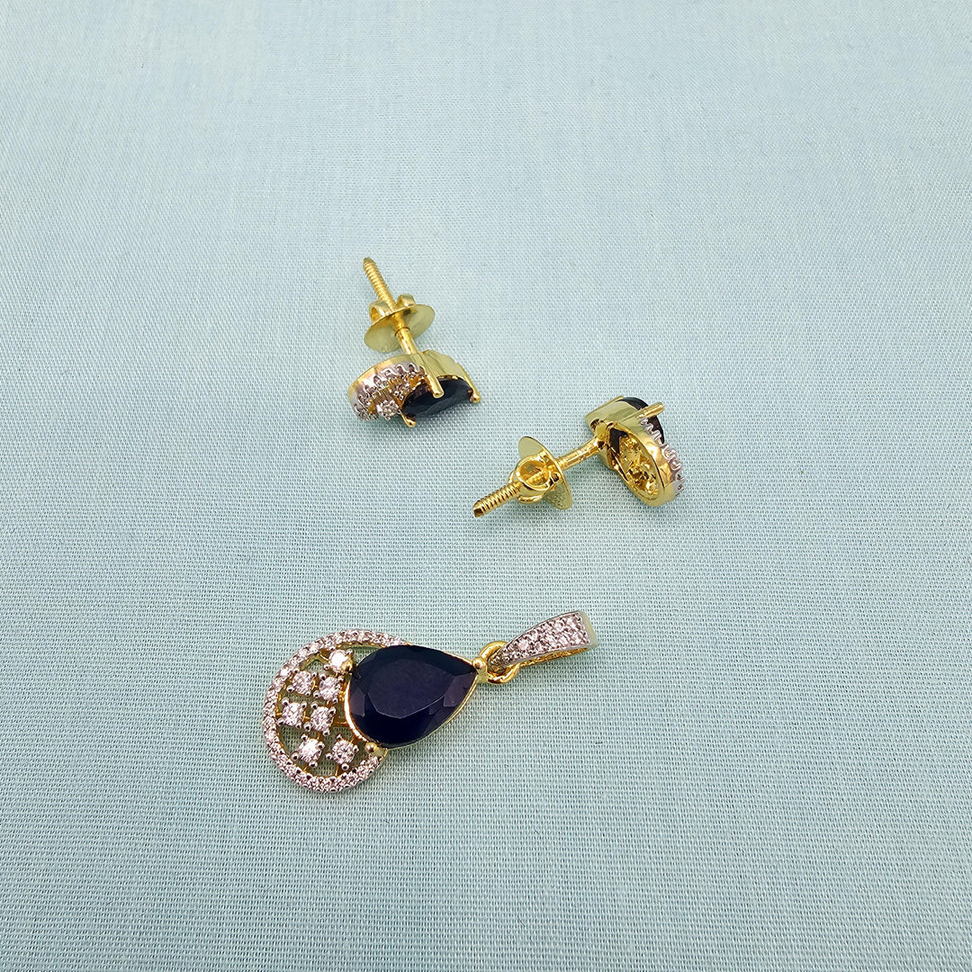 cz silver sapphire pendant