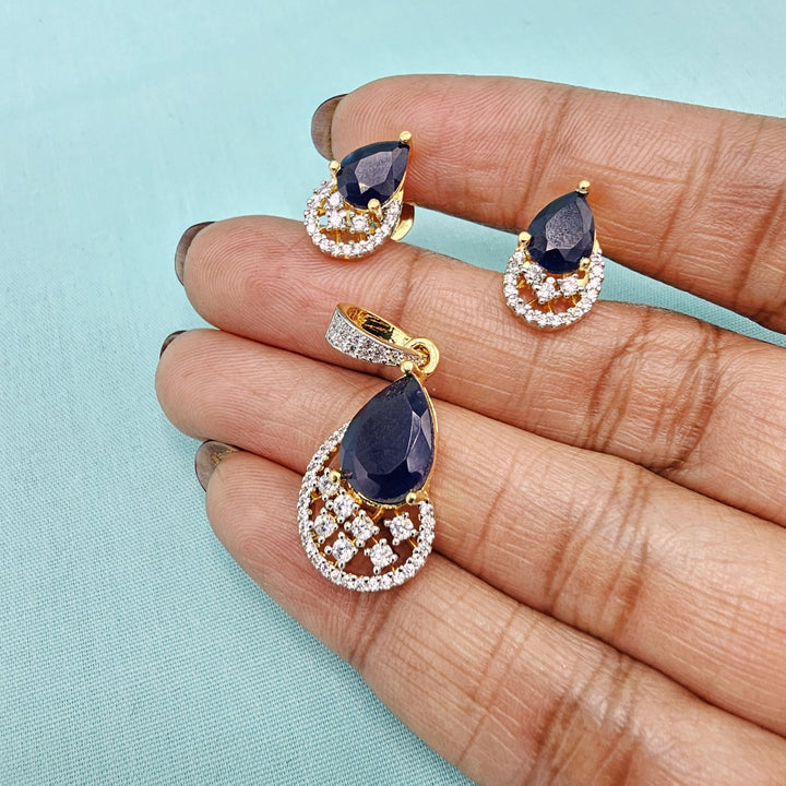 cz silver sapphire pendant