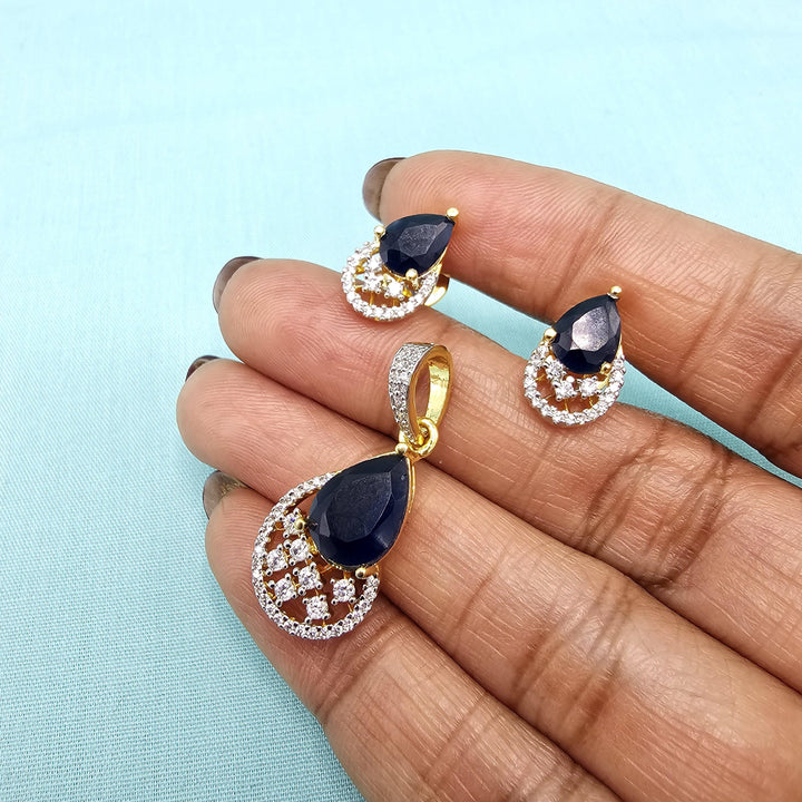 cz silver sapphire pendant