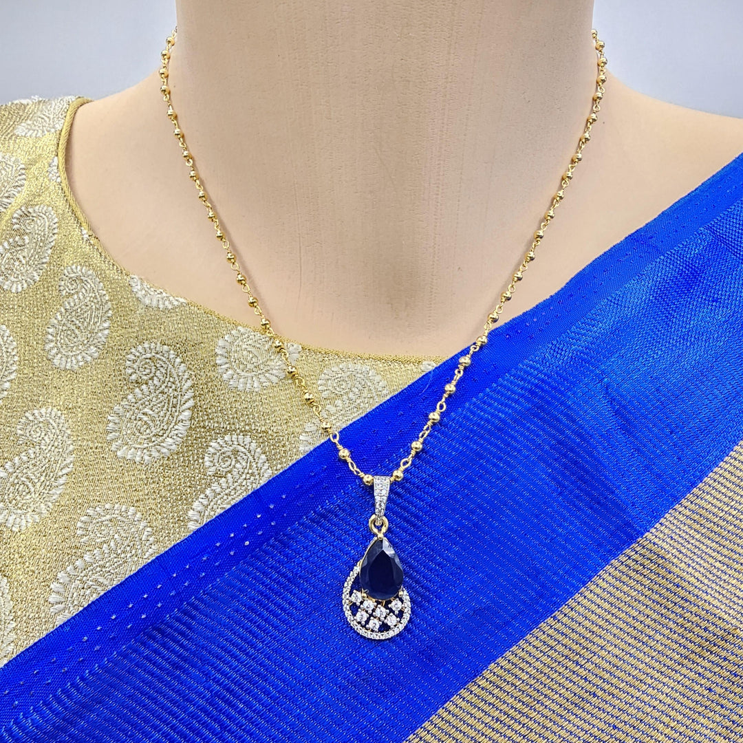 cz silver sapphire pendant