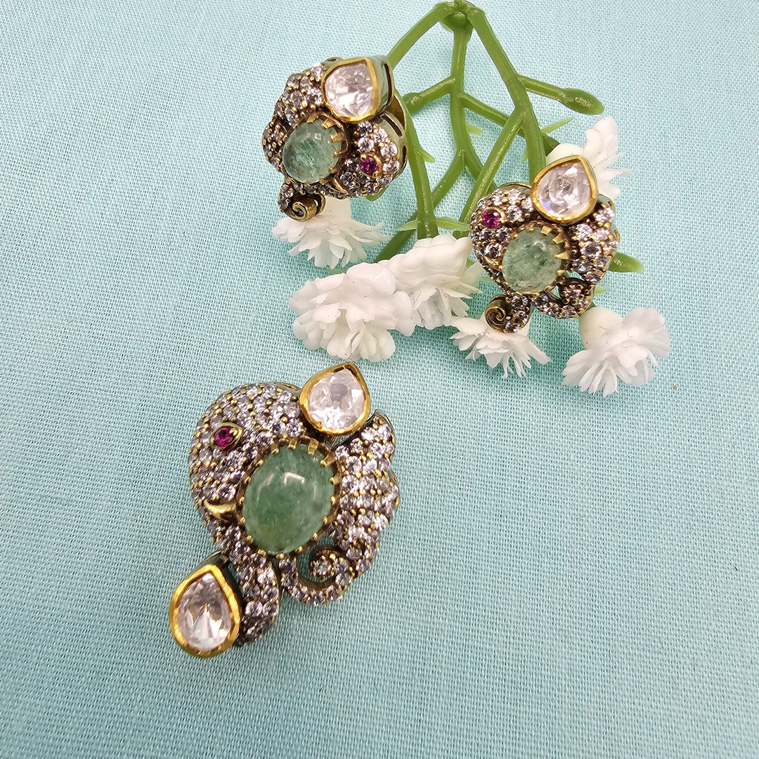 Mint green Moissanite set