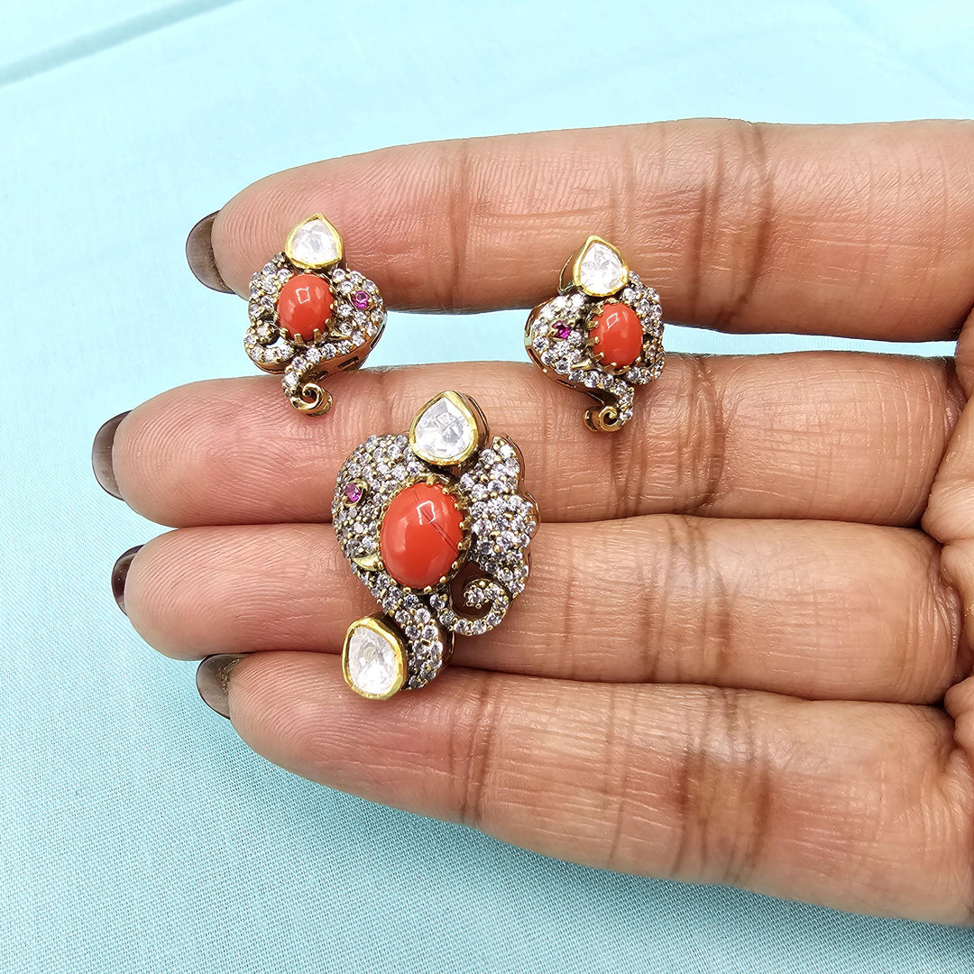 Coral Moissanite pendants