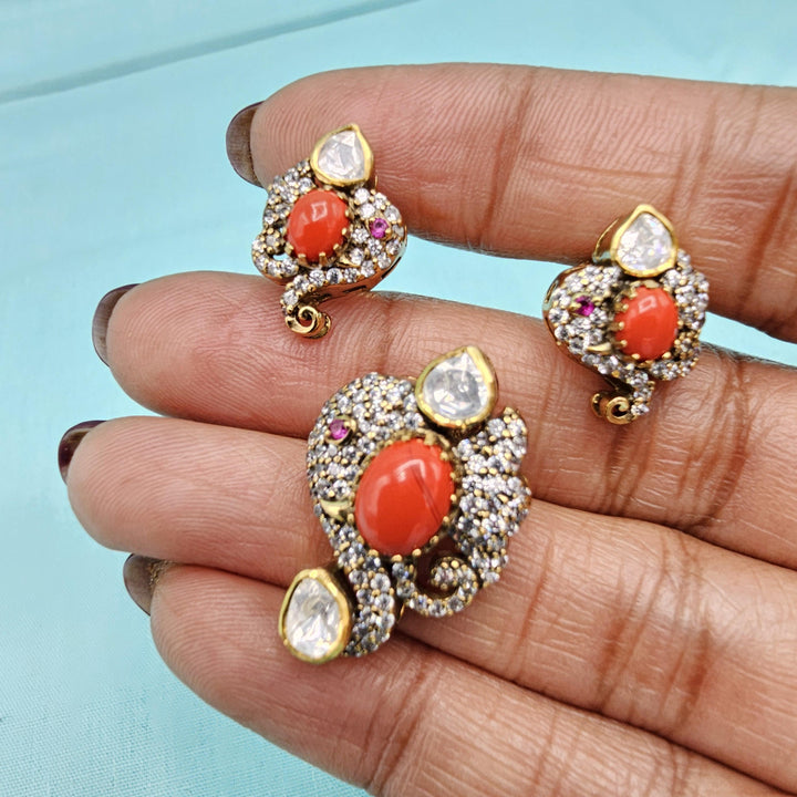 Coral Moissanite pendants