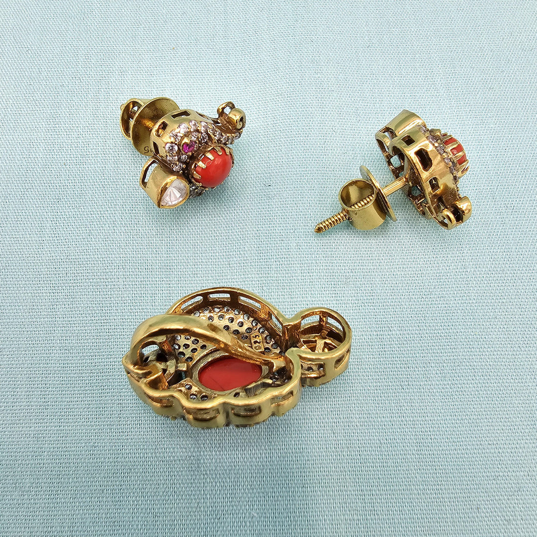 Coral Moissanite pendants