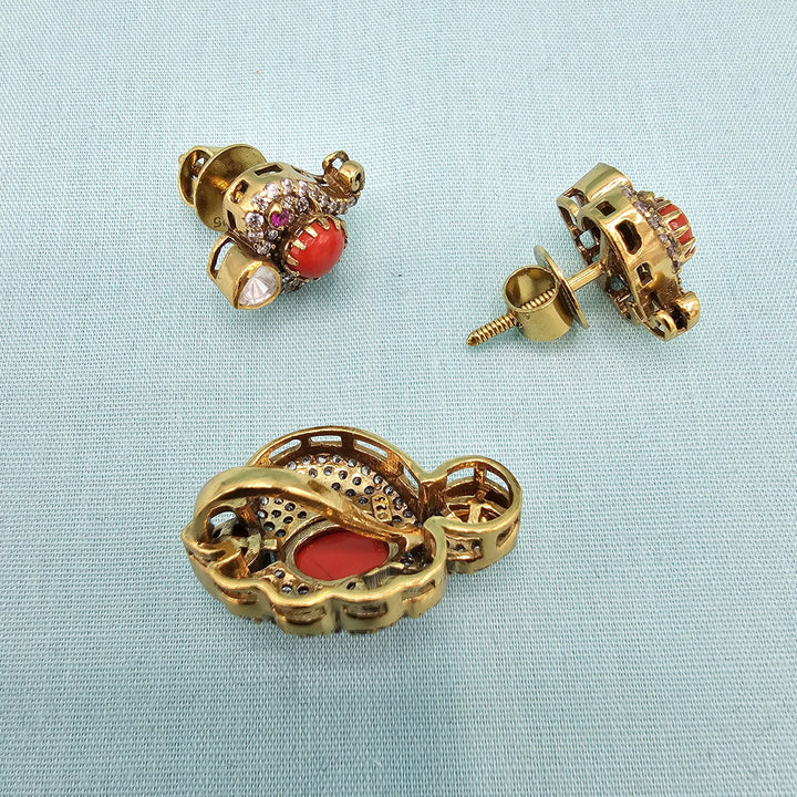 Coral Moissanite pendants
