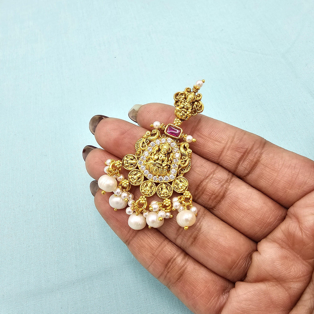 Silver lakshmi CZ Nakshi Bali