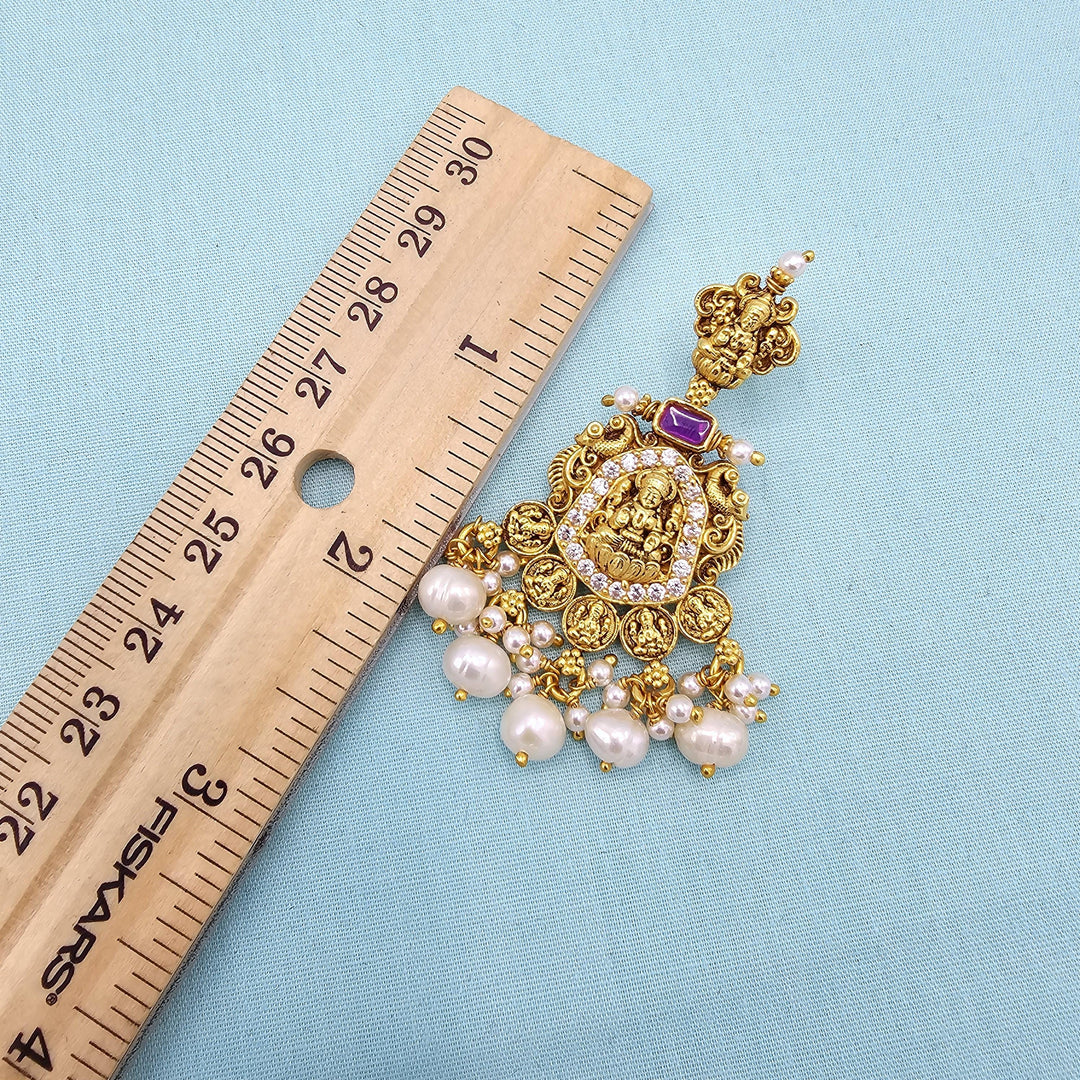 Silver lakshmi CZ Nakshi Bali