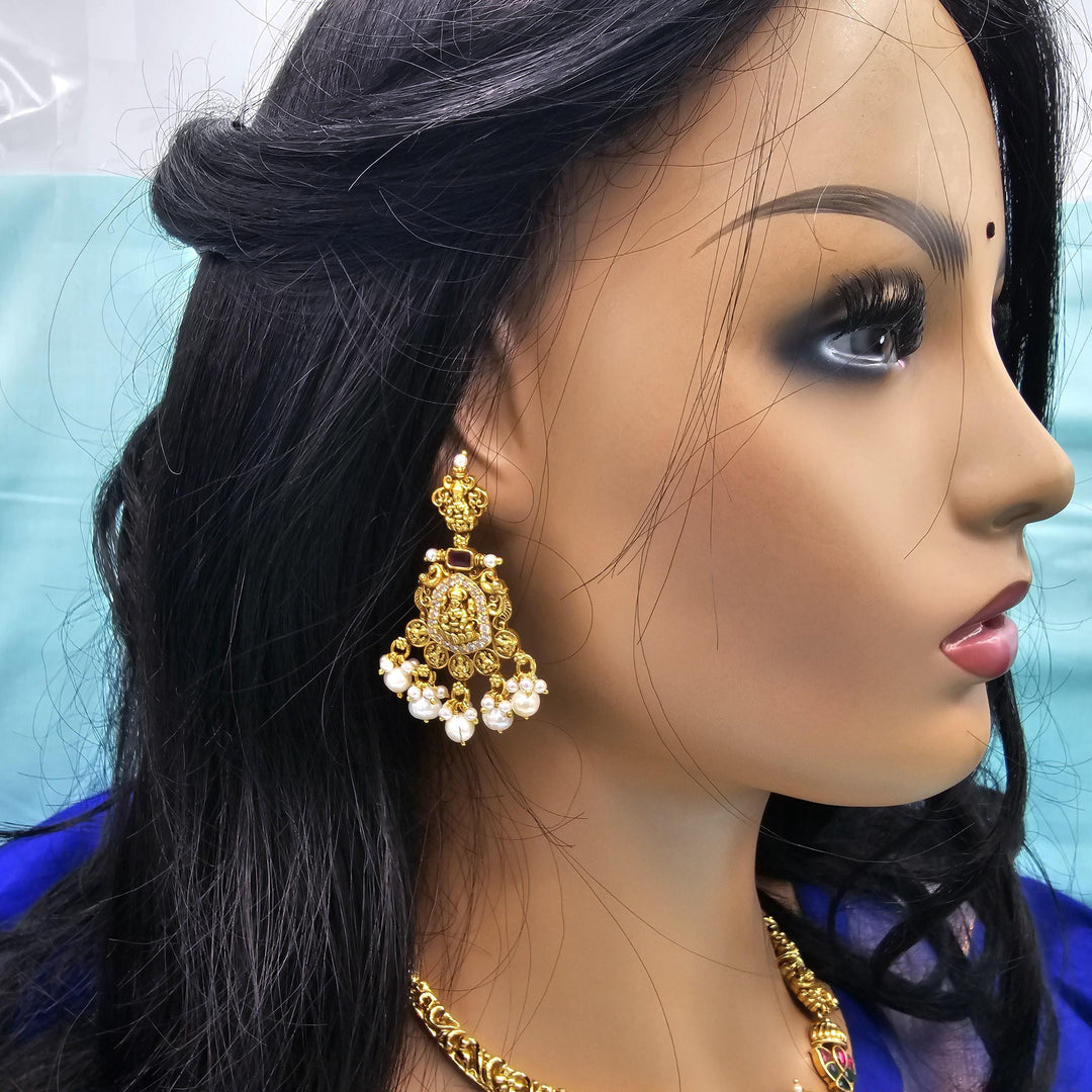 Silver lakshmi CZ Nakshi Bali