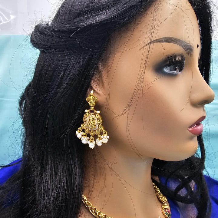 Silver lakshmi CZ Nakshi Bali