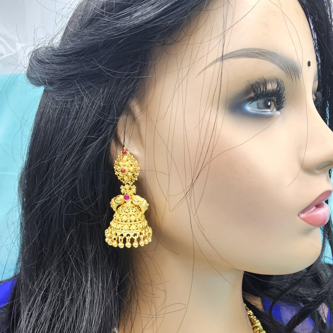 Silver CZ Nakshi Jhumka