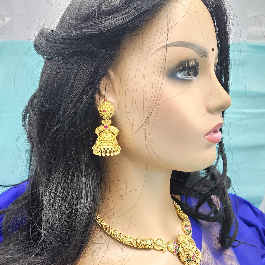 Silver CZ Nakshi Jhumka