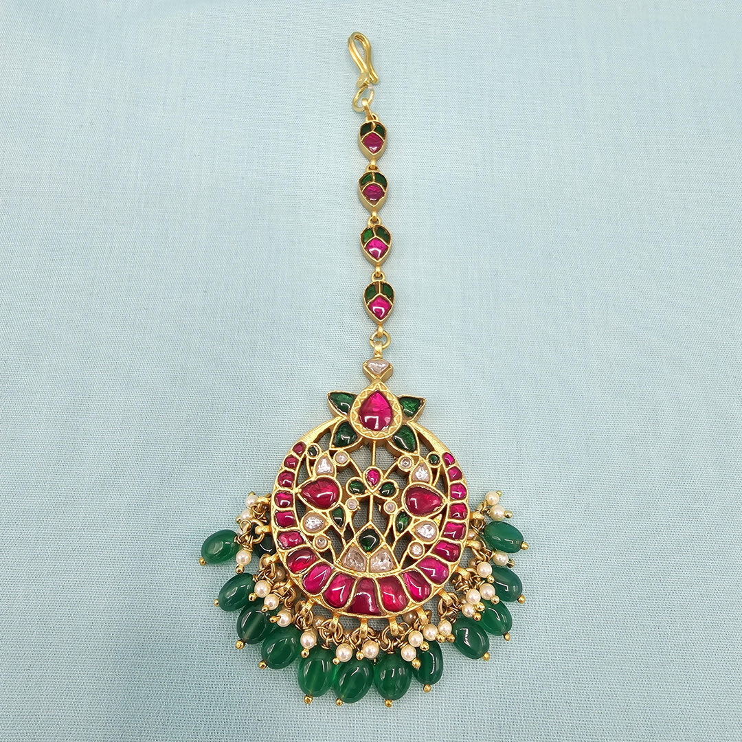 Green Kundan Tikka