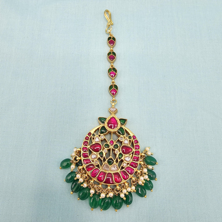 Green Kundan Tikka