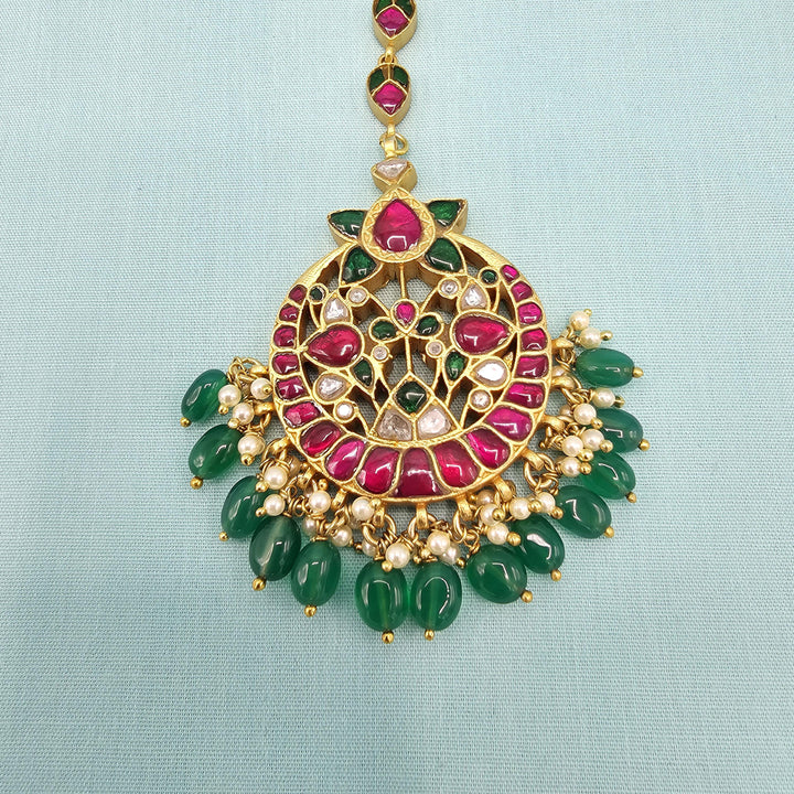 Green Kundan Tikka