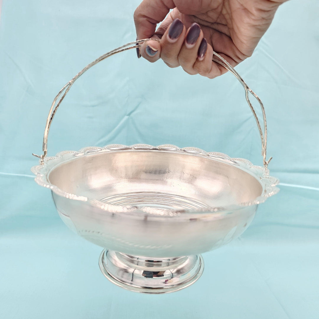 silver Flower basket  7"