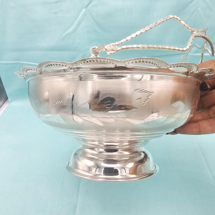 silver Flower basket  7"