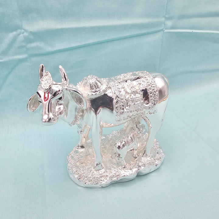 Silver cow and calf idol