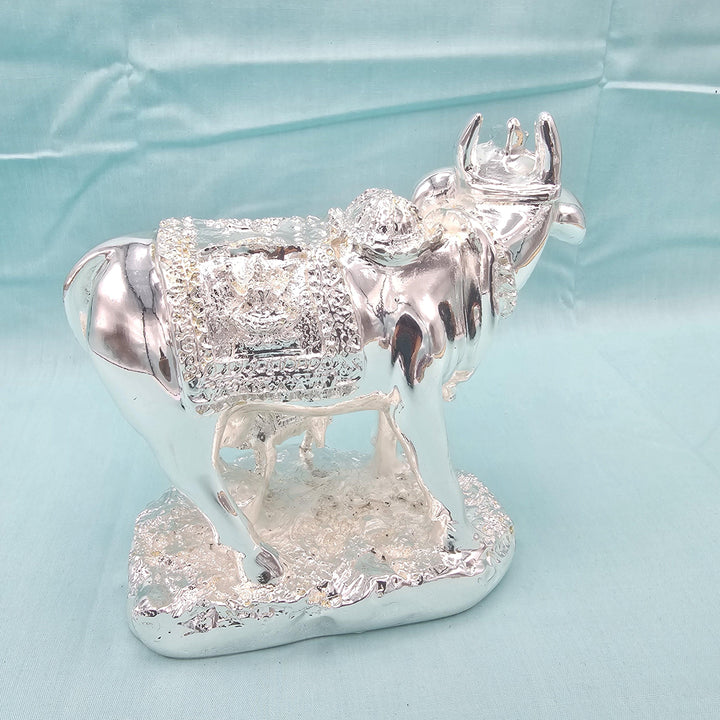 Silver cow and calf idol