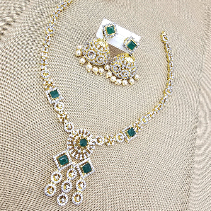 short Emerald necklace set