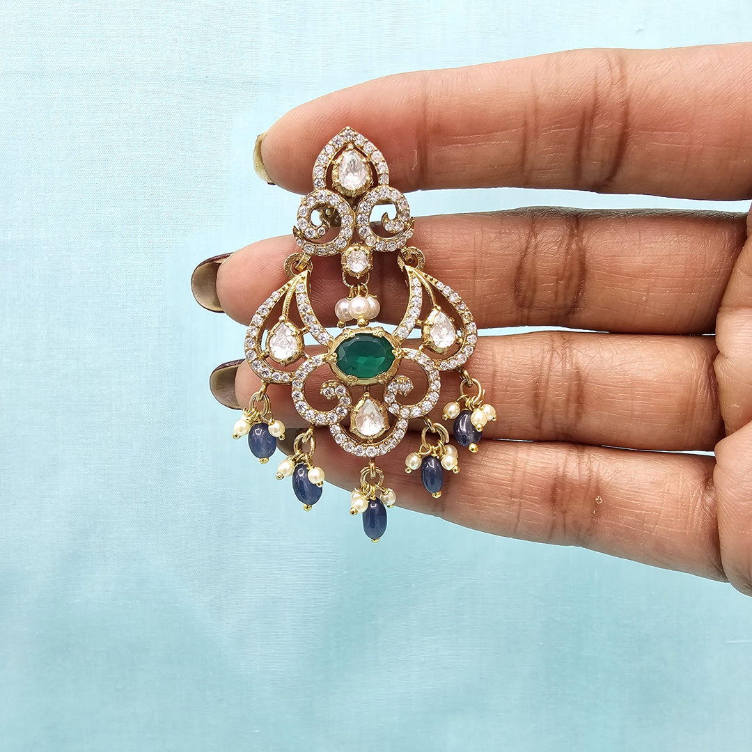 silver tanzanite chandbali