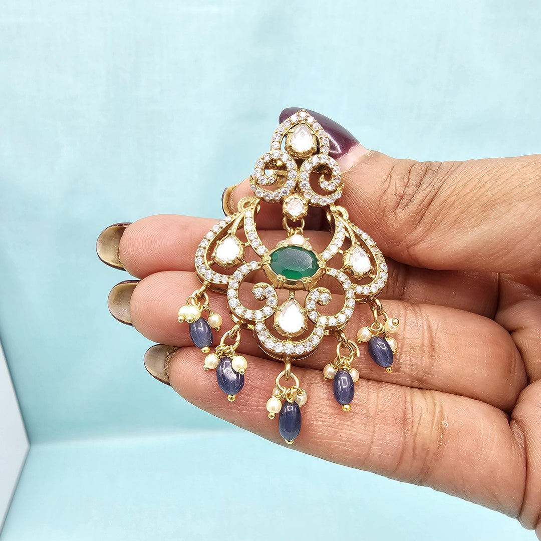 silver tanzanite chandbali