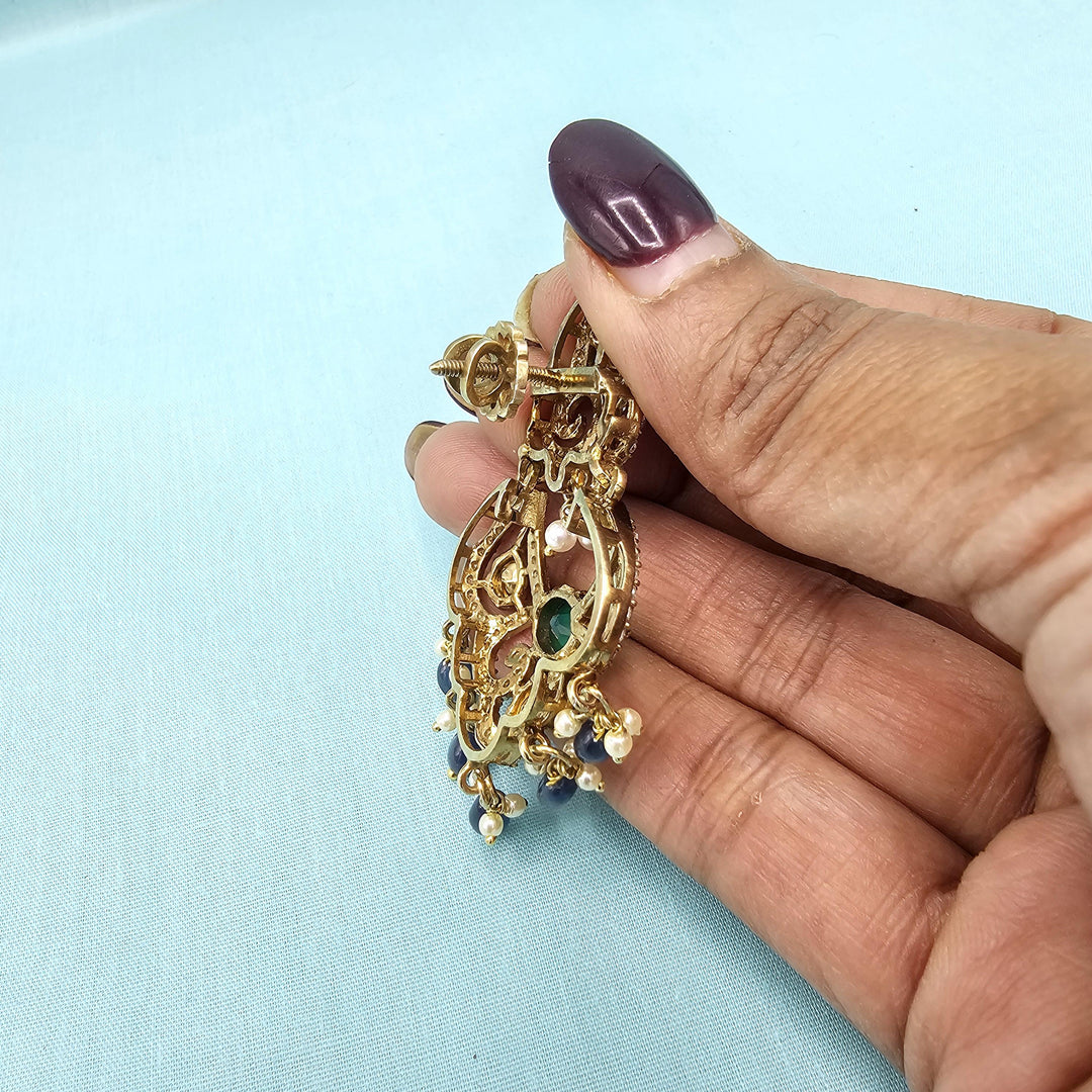 silver tanzanite chandbali