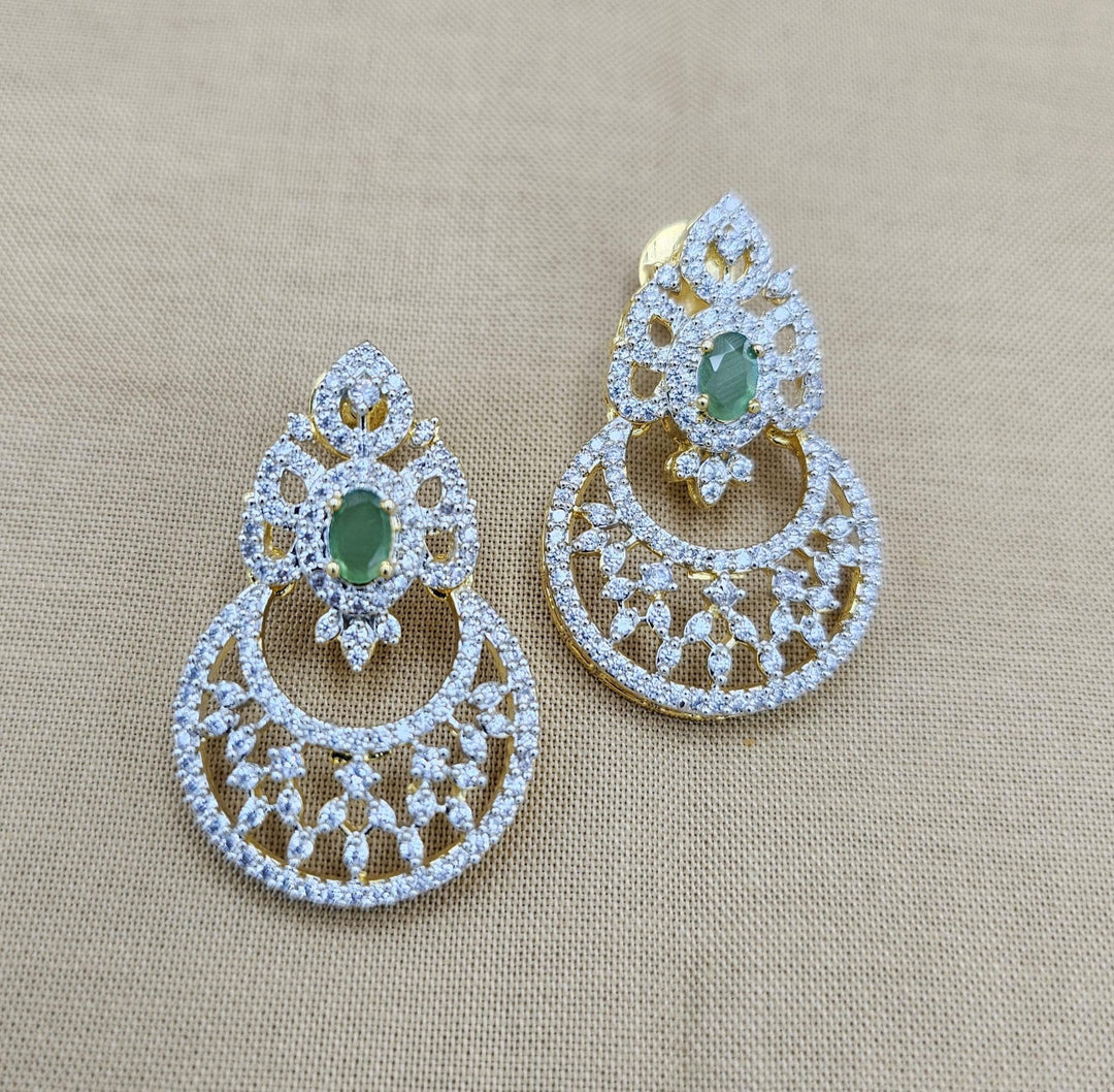 92.5 Silver Diamond Rep earrings, Party-wear Silver earring, Silver Jhumka, Premium Cz Bali, 92.5 Hallmark, Indian wedding jewelry.