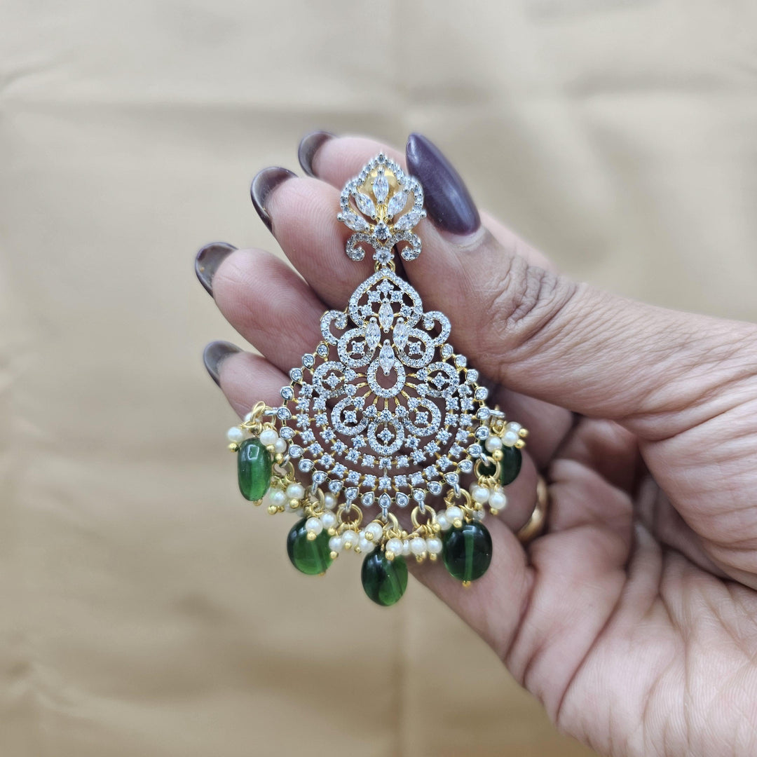 92.5 Silver Diamond Rep earrings, Party-wear Silver earring, Silver bali, Premium Cz Bali, 92.5 Hallmark, Indian wedding jewelry.