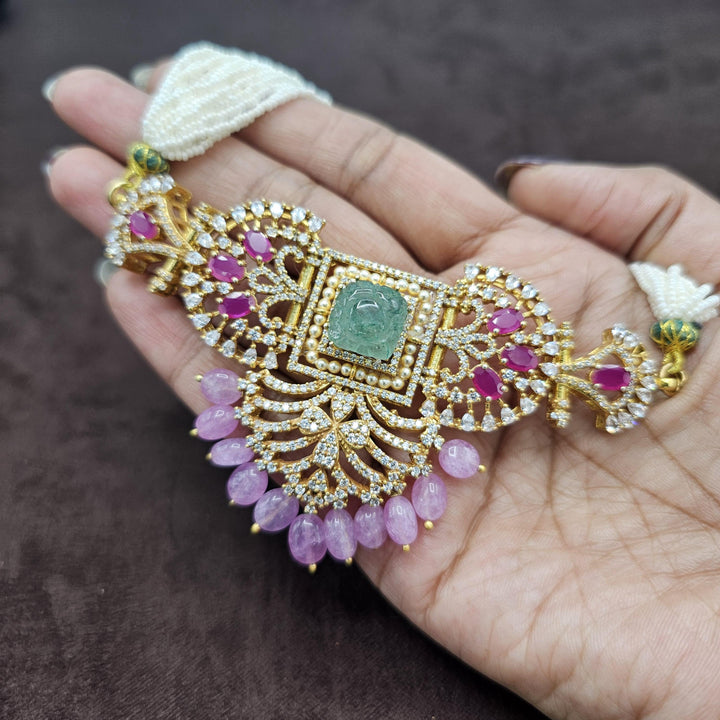 CZs Pastel color beads choker