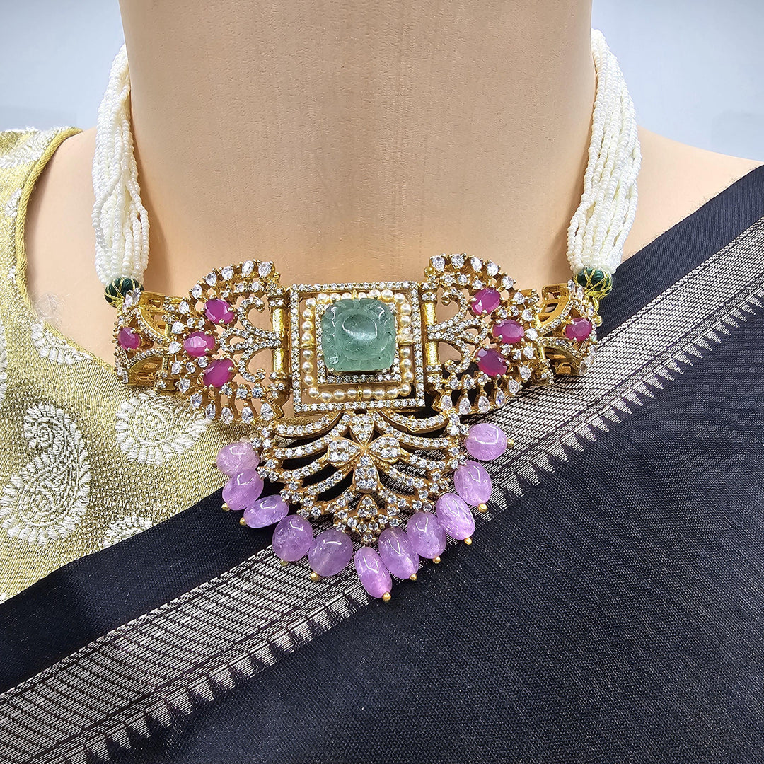 CZs Pastel color beads choker