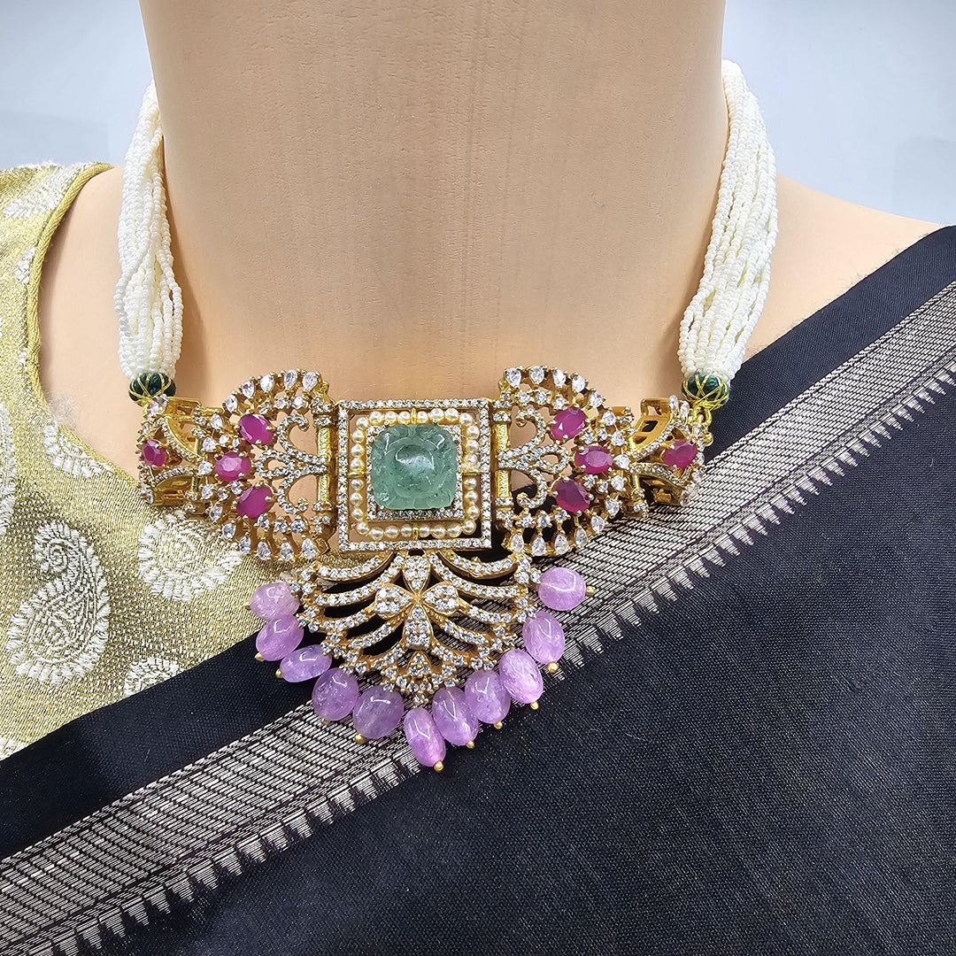 CZs Pastel color beads choker