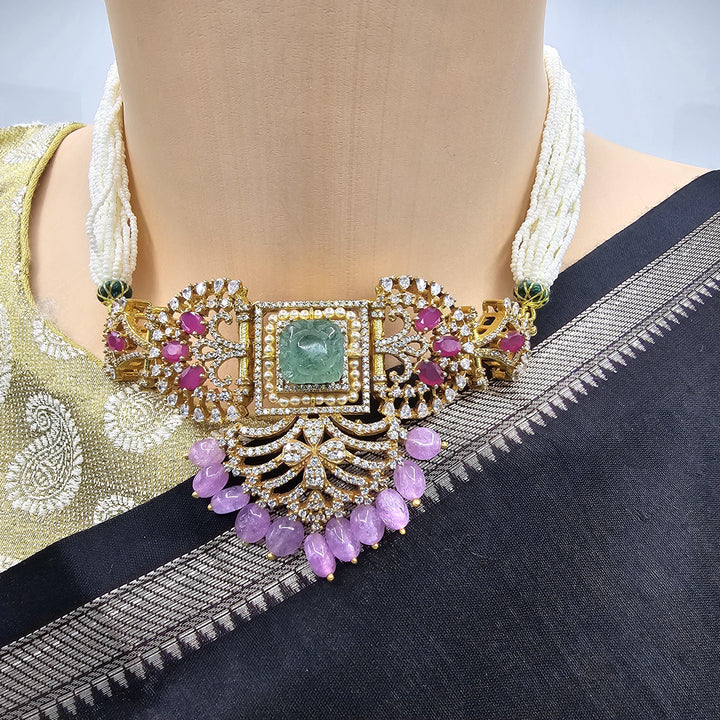 CZs Pastel color beads choker