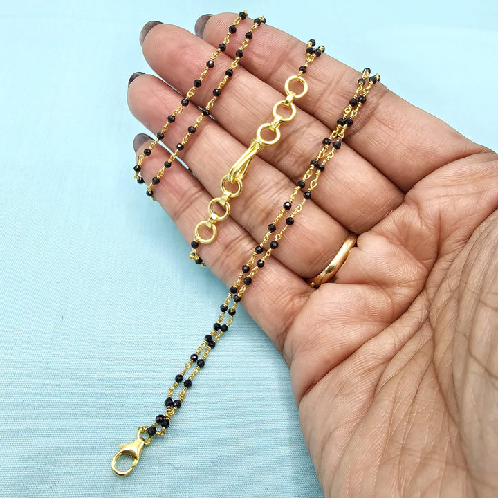 18" 2L Silver Black beads