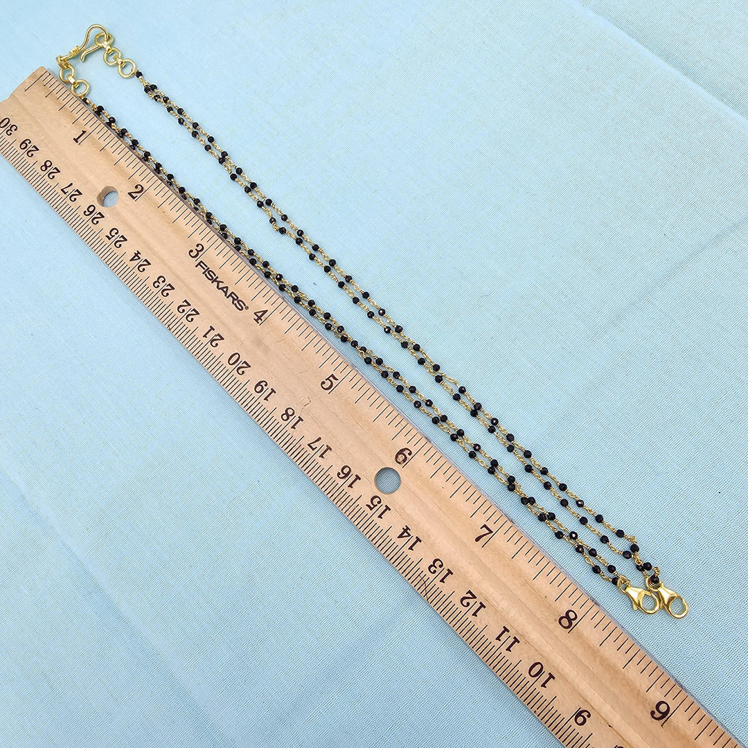 18" 2L Silver Black beads