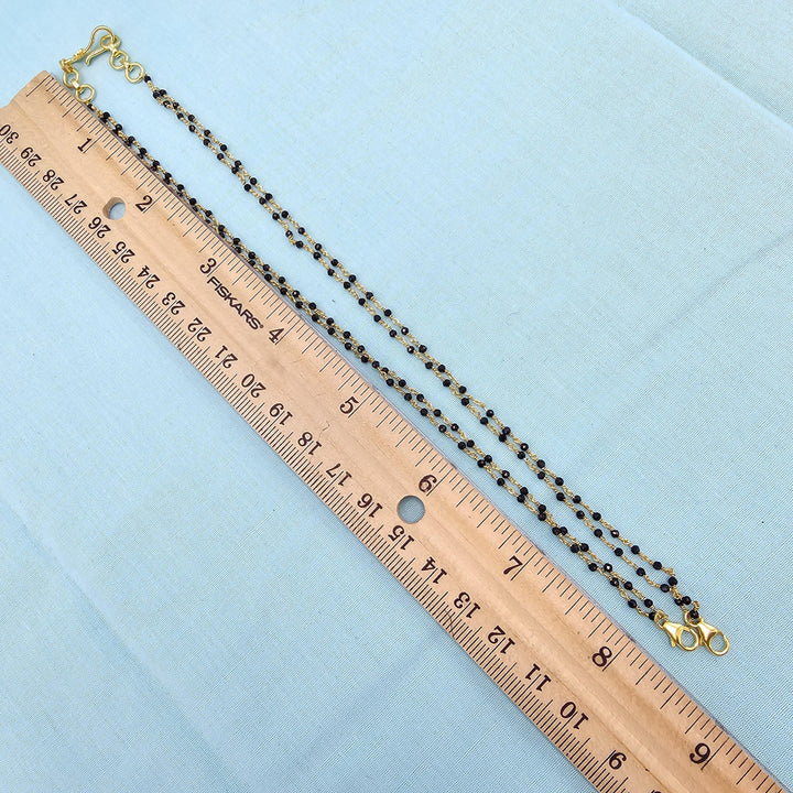 18" 2L Silver Black beads