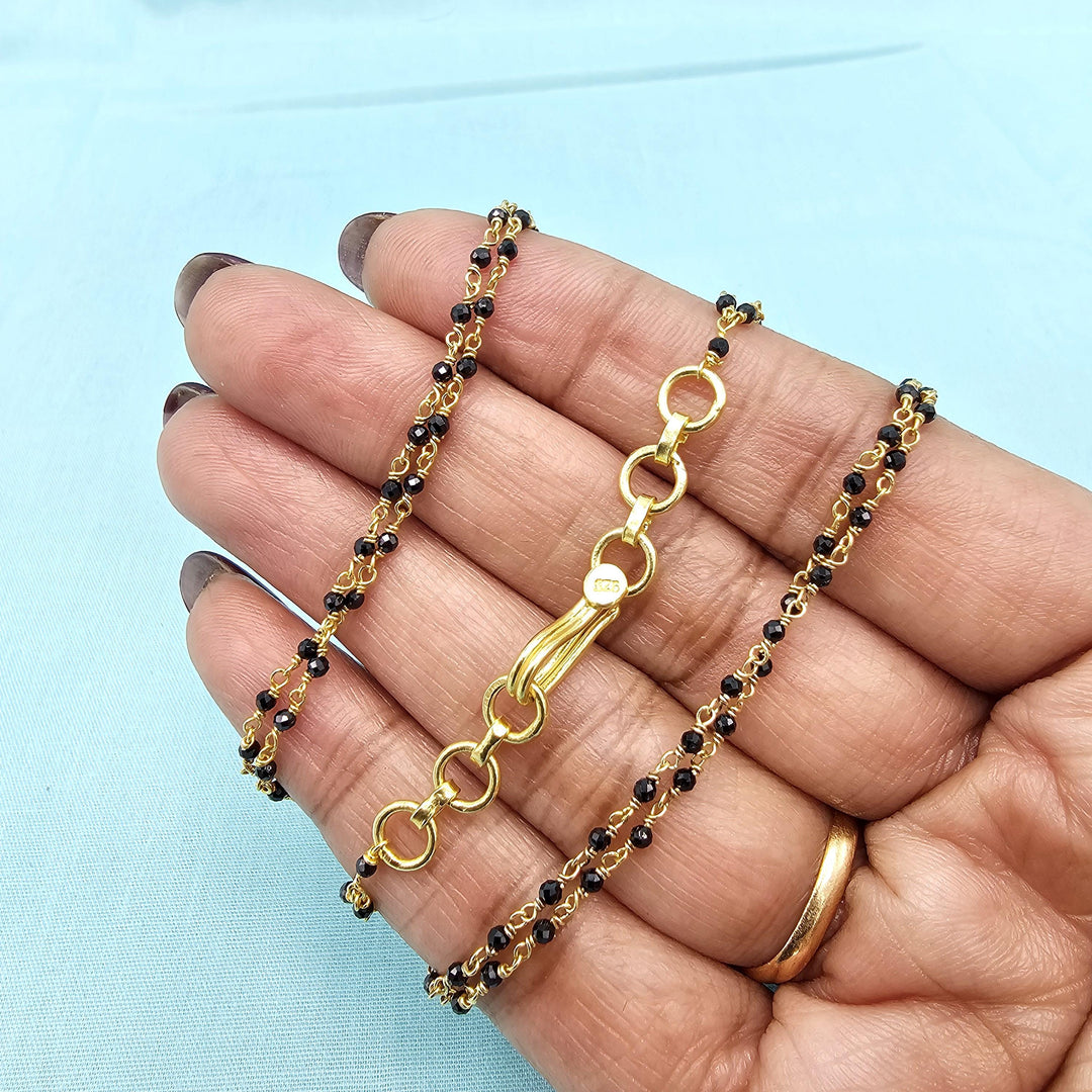 16" 2L Silver black beads