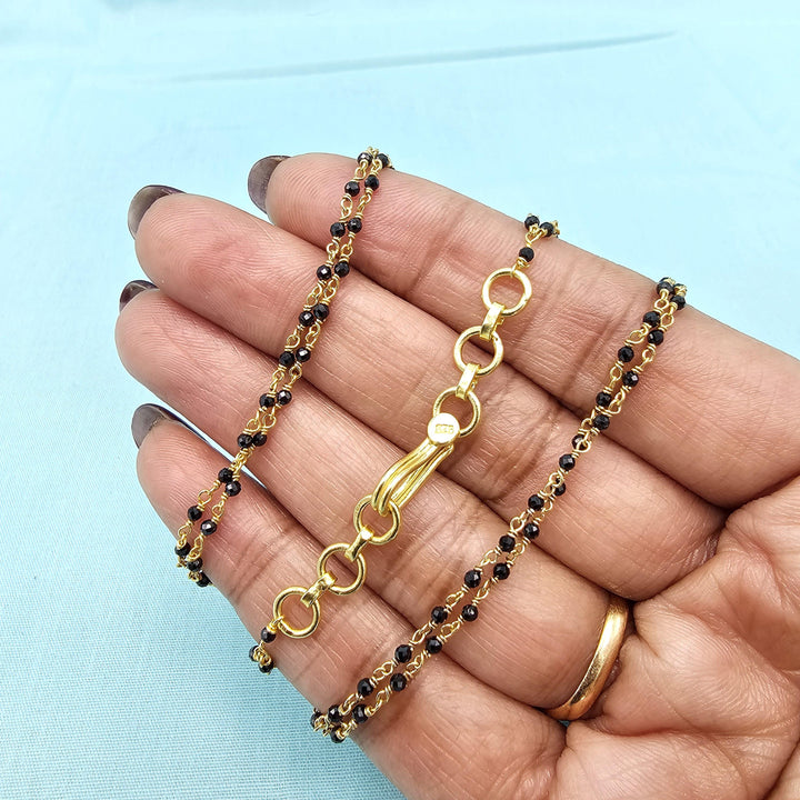 16" 2L Silver black beads