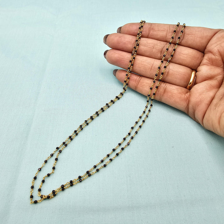 16" 2L Silver black beads