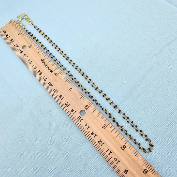 16" 2L Silver black beads