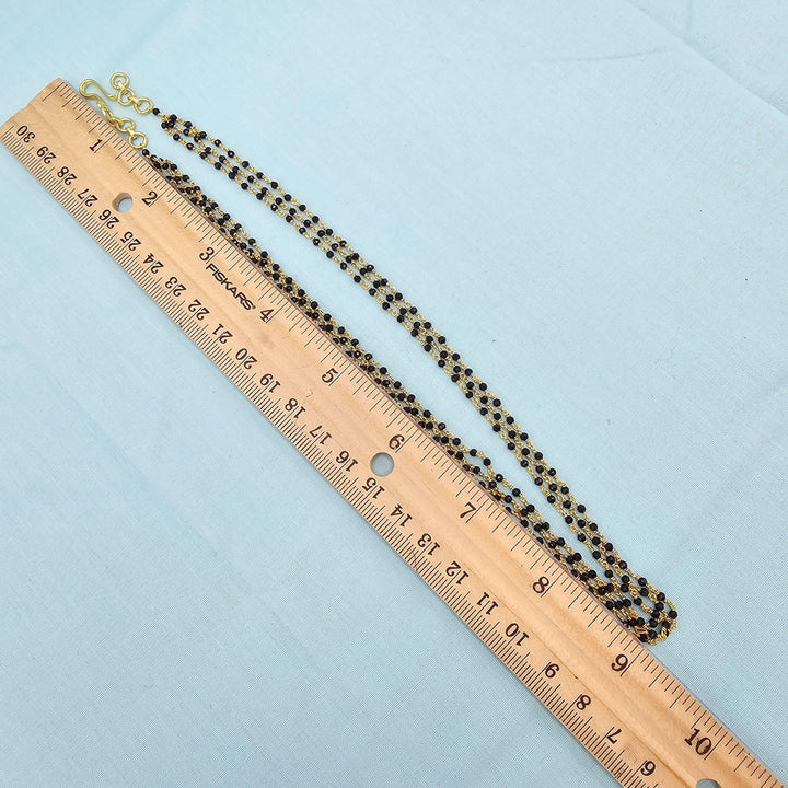 16" 3L silver Black beads