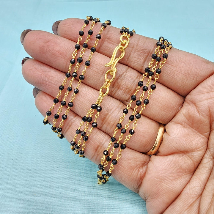 18" 3L Silver Black beads