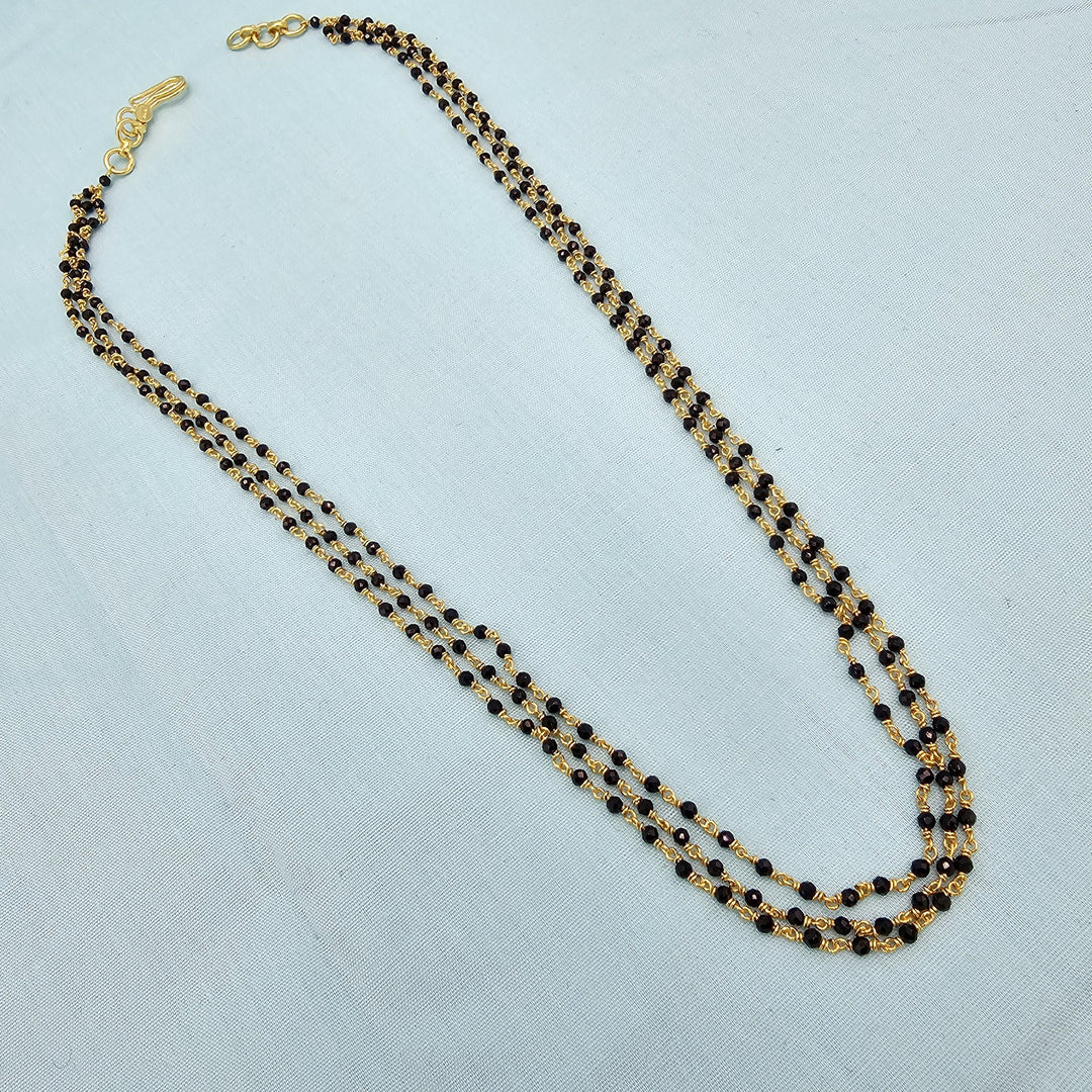18" 3L Silver Black beads